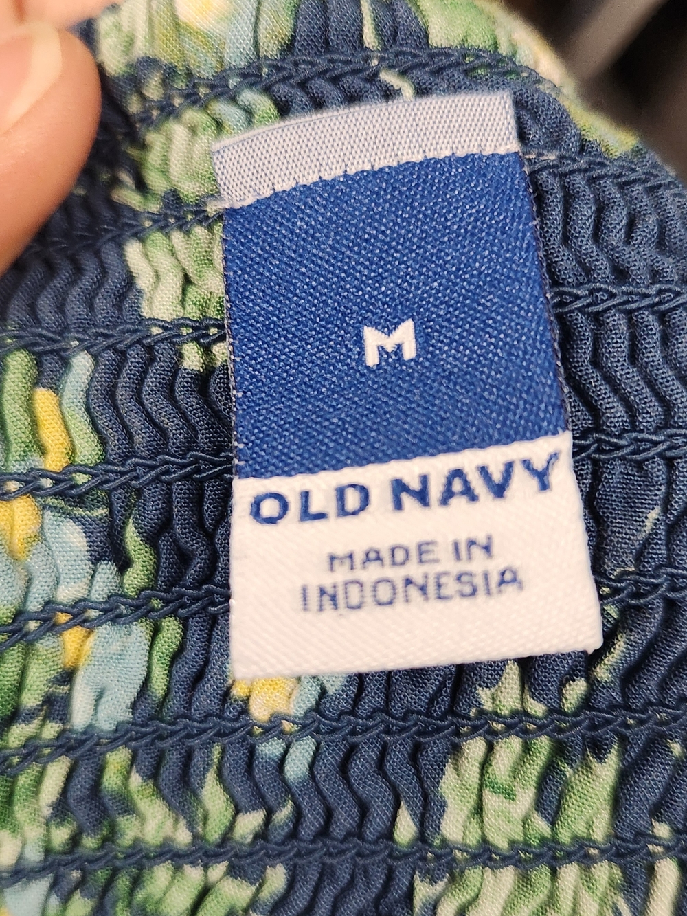 Old Navy Navy Floral Smocked Back Midi Dress Front Slit M - Picture 10 of 12